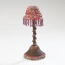 Doll size standard lamp made from Max Mints wrappers.