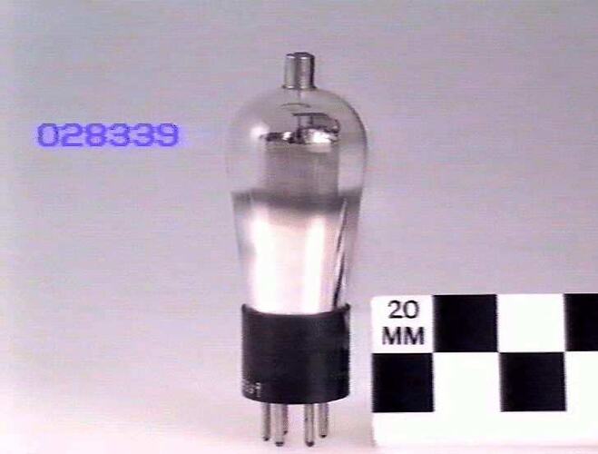 Close-up of an electronic valve vacuum tube