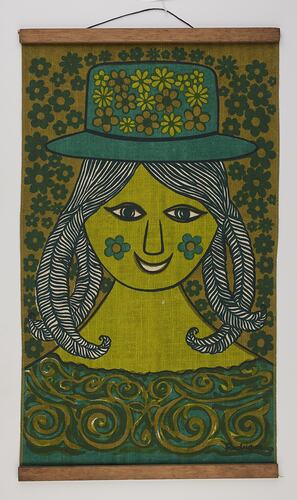 Wall Hanging - John Rodriquez, Girl and Flowers, circa 1960s