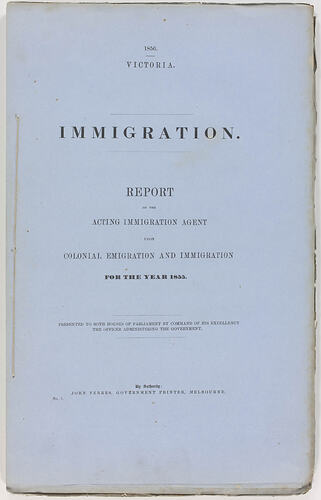 Parliamentary Paper - Immigration, 1856