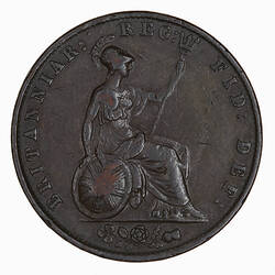 Coin - Halfpenny, Queen Victoria, Great Britain, 1838 (Reverse)