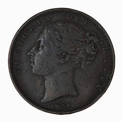 Coin - Farthing, Queen Victoria, Great Britain, 1850 (Obverse)