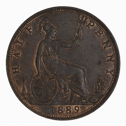 Coin - Halfpenny, Queen Victoria, Great Britain, 1889 (Reverse)