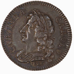 Pattern Coin - Farthing, Charles II, Great Britain, 1665 (Obverse)