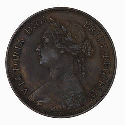 Coin - Halfpenny, Queen Victoria, Great Britain, 1878 (Obverse)