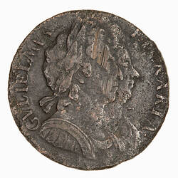 Coin - Halfpenny, William and Mary, Great Britain, 1694 (Obverse)