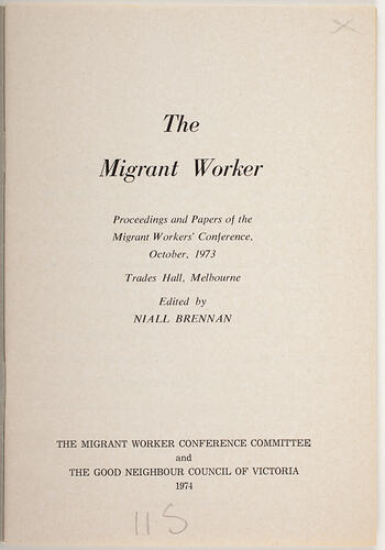 Booklet - 'The Migrant Worker', 1973