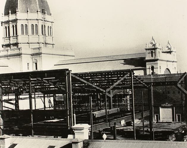 Photograph - Steel Framing for Eastern Annexe, Exhibition Building, Melbourne, 1972