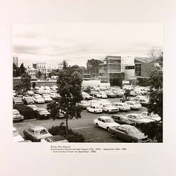 Photograph - Construction of Centennial Hall from Northern Car Park, Exhibition Building, Melbourne, 1980