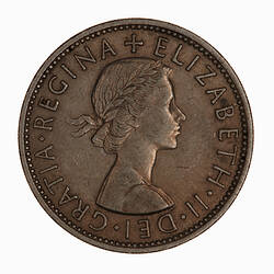 Coin - Florin (2 Shillings), Elizabeth II, Great Britain, 1954 (Obverse)