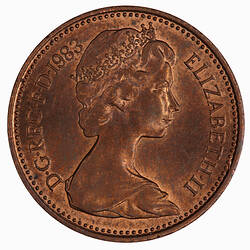 Coin - 1 Penny, Elizabeth II, Great Britain, 1983 (Obverse)