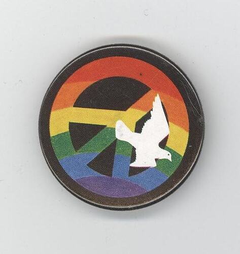 Badge - Peace Symbol with Dove, circa 1980-1986