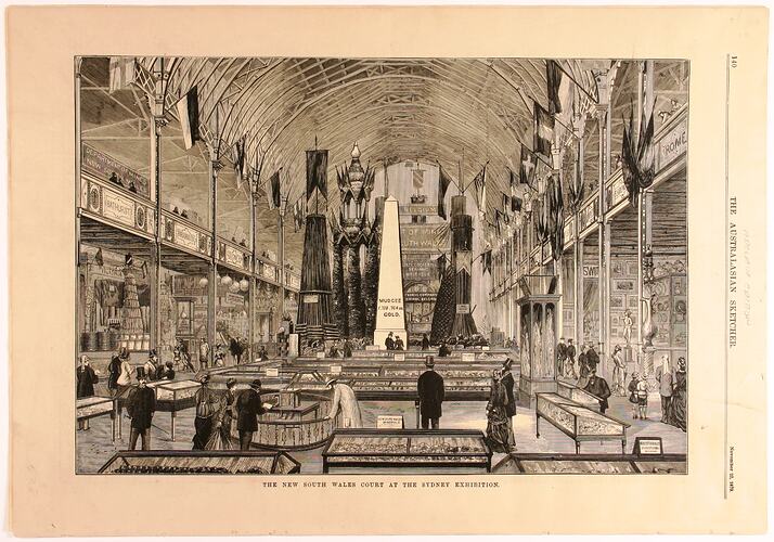 Newspaper Cutting - 'The New South Wales Court at the Sydney Exhibition', The Australasian Sketcher, Adelaide, 22 Nov 1879