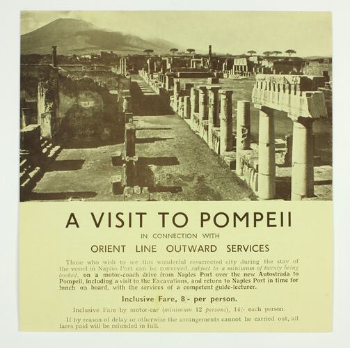 Publicity Flyer - Orient Line, 'A Visit to Pompeii', circa 1930s