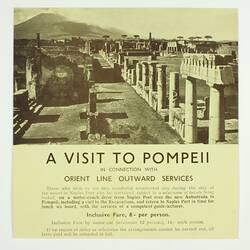 Publicity Flyer - Orient Line, 'A Visit to Pompeii', circa 1930s