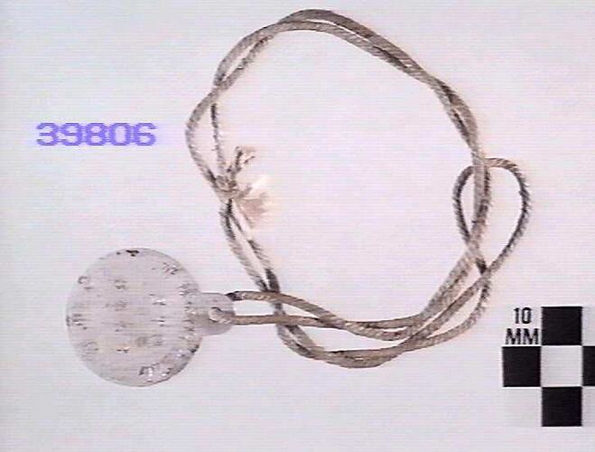 Identification Disc - Stoker William Sorell, HMAS Melbourne