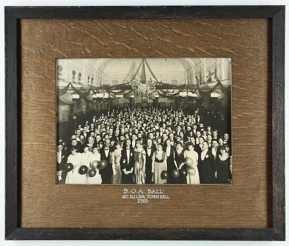 Photograph - Bank Officers' Association Ball, Framed, St Kilda Town Hall, Melbourne, 1923