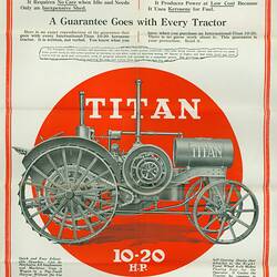 Publicity Pamphlet - International Harvester Co. of Australia, Titan 10-20 Kerosene Tractor, circa 1920