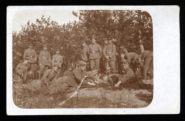 Postcard - German Soldiers Digging in Forest, World War I, 1914-1918