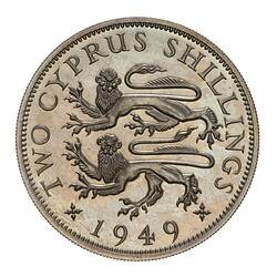 Proof Coin - 2 Shillings, Cyprus, 1949