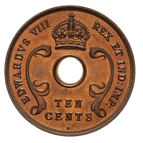 Coin - 10 Cents, British East Africa, 1936