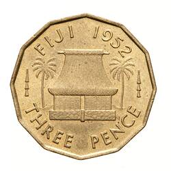 Coin - 3 Pence, Fiji, 1952