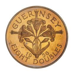 Proof Coin - 8 Doubles, Guernsey, Channel Islands, 1956