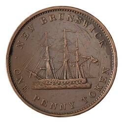 Coin - 1 Penny, New Brunswick, Canada, 1843