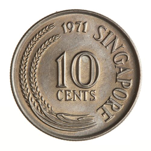 Coin - 10 Cents, Singapore, 1971