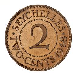 Proof Coin - 2 Cents, Seychelles, 1948