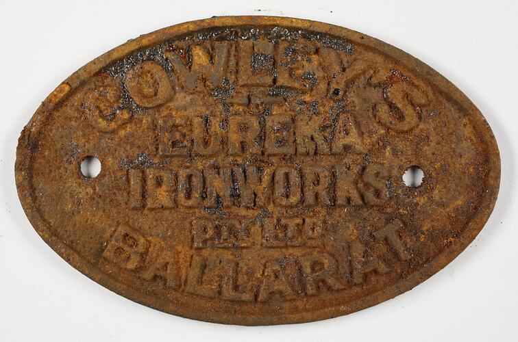 Boiler Plate - Cowley's Eureka Ironworks, Ballarat, Victoria