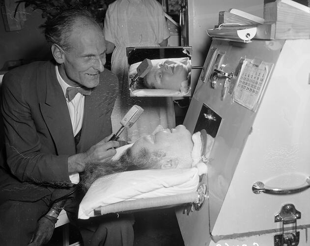 Doctor with Patient, Fairfield Hospital, Melbourne, Victoria, 1955