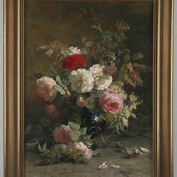 Painting - 'Roses', Geraldine Jacoba Van De Sande Bakhuyzen, Oil, Netherlands, Framed, circa 1880