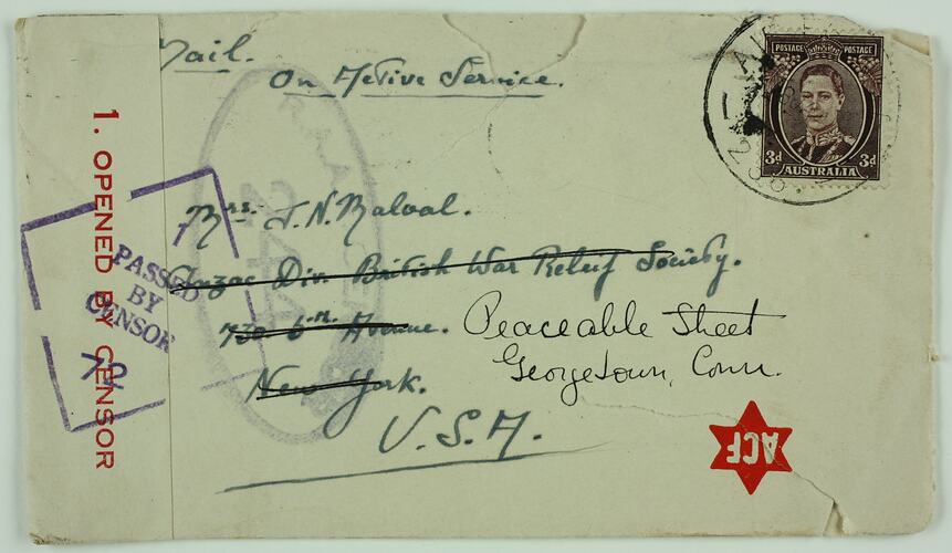 Letter & Envelope - John Crutchley, to Margaret Malval, Thank You & Description of Christmas, 15 Jan 1944