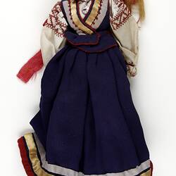 National Doll - Latvian Female with Blue Dress, Displaced Persons' Camp Craft, Germany, circa 1945-1951