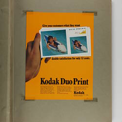 Orange pamphlet advertising Kodak Duo Print feature.