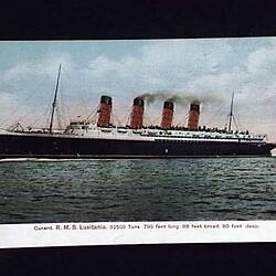 Postcard - RMS Lusitania, Hugo Long & Co, Liverpool, circa 1910