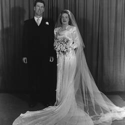 Digital Photograph - Elaine Smith & Thomas Colbert on their Wedding Day, in Studio, Melbourne, 6 Sep 1947