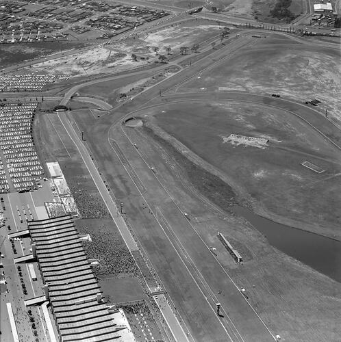 Negative - Aerial View of Sandown Racecourse & Surrounding Suburb, Springvale, Victoria, 27 Dec 1969