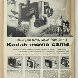 Advertisement for Kodak movie camera.