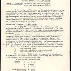 Newsletter - Kodak Australasia Pty Ltd, Kodak Camera Club, Coburg, 1967
