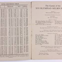 Programme - Athletics, Main Stadium (Melbourne Cricket Ground), 28 Nov1956