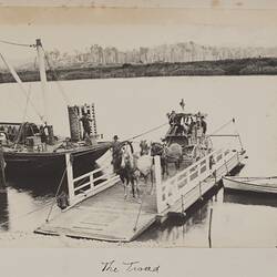 Stagecoach on river punt.