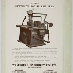 Illustrated with sawbench machine and descriptive text.