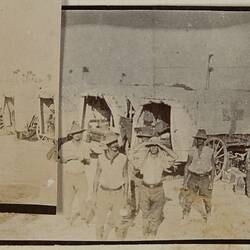Photograph - Group of Men Standing in Front of Field Ambulance Wagons, Egypt, World War I, 1915-1916