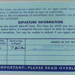 Aeroplane Passenger Ticket - Tasman Empire Airways Ltd, James Forbes, Auckland to Melbourne, 8 May 1963