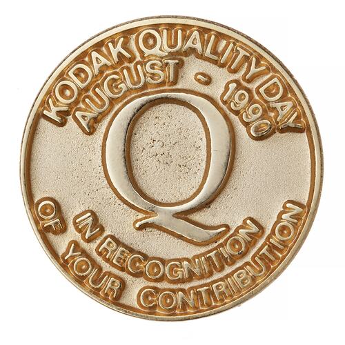 Medal - Kodak Quality Day, August 1990, Australia (Obverse)