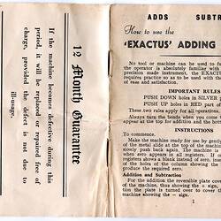 Pages of instruction leaflet, folded open.