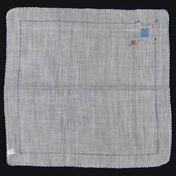 Unfolded handkerchief with Embroidered Flowers.