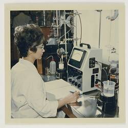Photograph - Analysing Solution Using Titrator, Kodak Factory, Coburg, circa 1960s